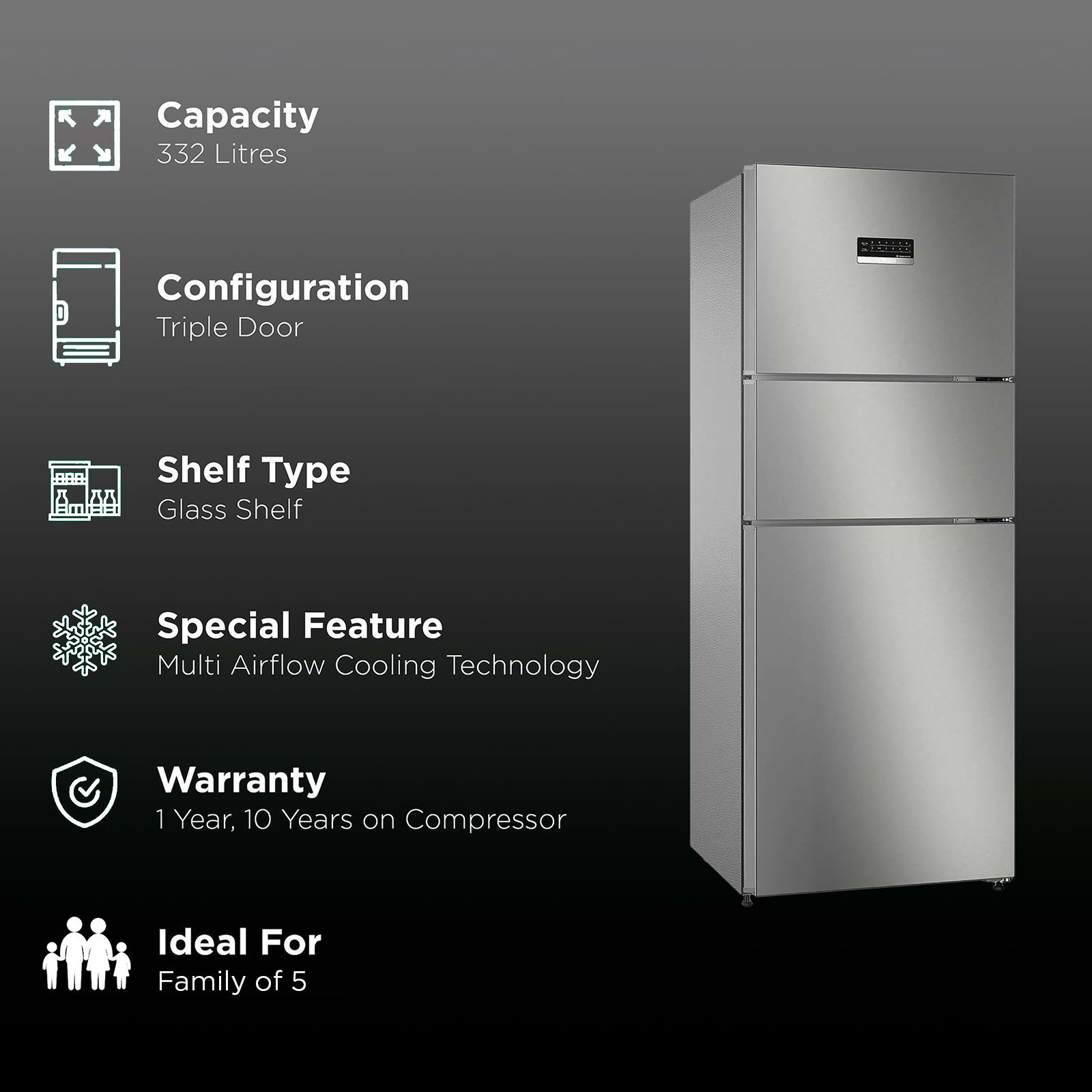Chiemi！ Buy BOSCH Series 4 303 Litres Frost Free Triple Door Convertible